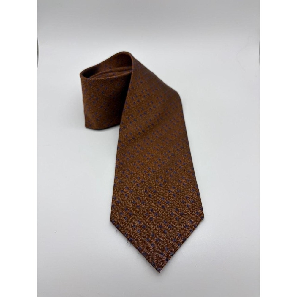 Daniel de Fasson Studio, Brown/Purple Geometric Pattern, 100% Silk, Men